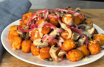Croquetas de camote con champiñones
